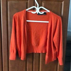 Cropped orange button up cardigan